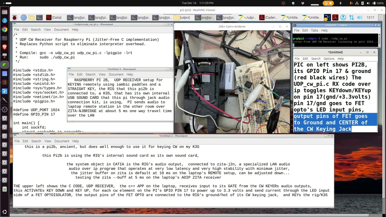 DiY REMOTE CW KEYiNG by UDP SOCKETs OVER ip - hear your own CW KEYiNG SiDETONE at NEAR ZERO LATENCY