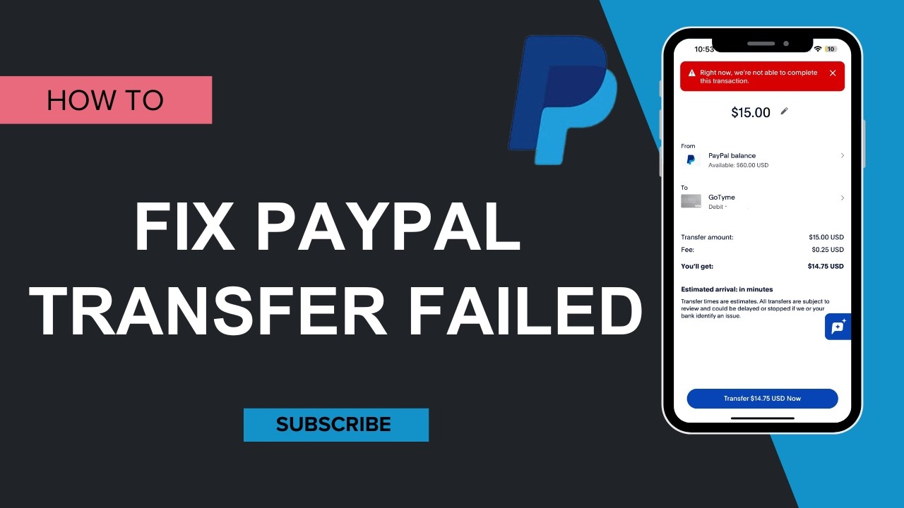 how to fix paypal transfer failed