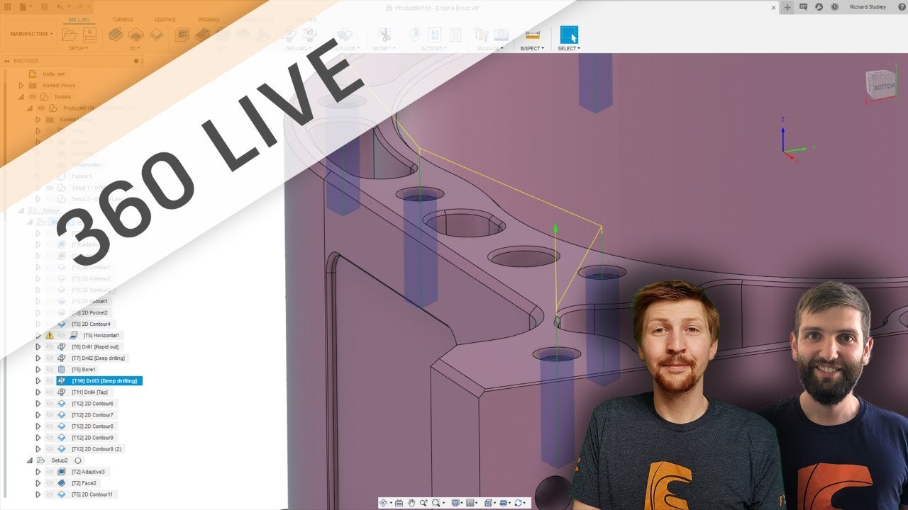 Fusion 360 Live: Drilling and Tapping