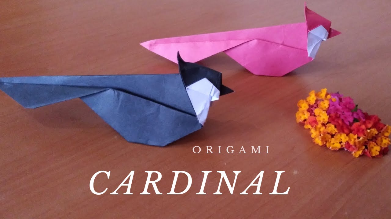 Origami charming cardinal bird//Northern cardinal Origami training