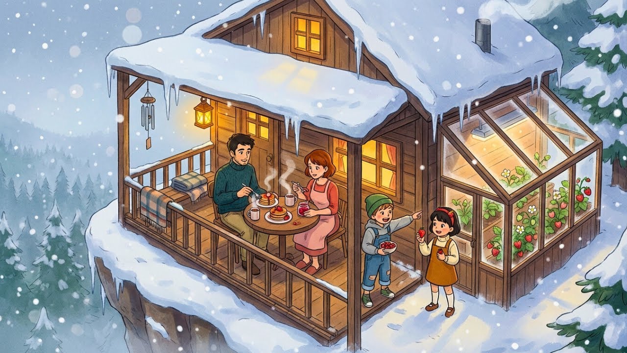 Cozy Snowy Night Routine — Greenhouse Strawberries, Home Jam & Quiet Family Time | Ghibli-Style ASMR
