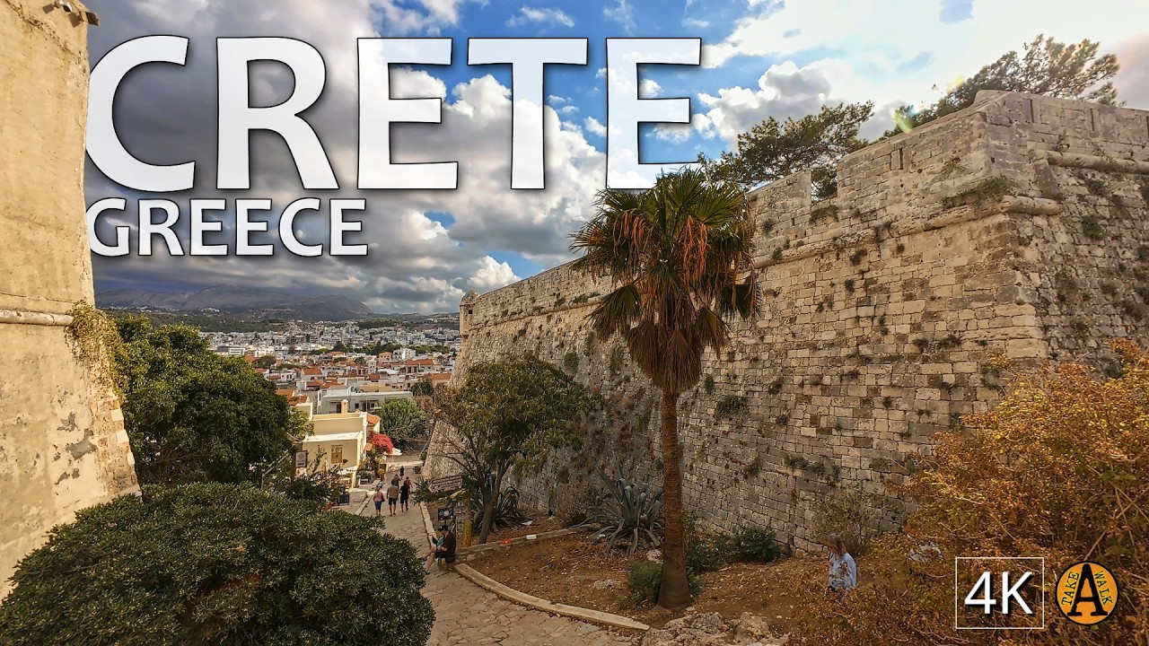 Crete, Greece, Rethymno - Scenic Walk with the Ambient Sounds of the Seaside Town to Relax 4K ASMR