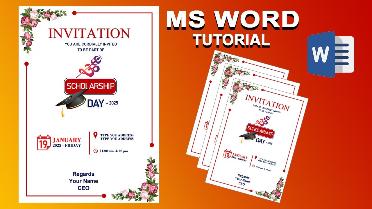 How to make Invitation card design in ms word || Invitation card design in ms word