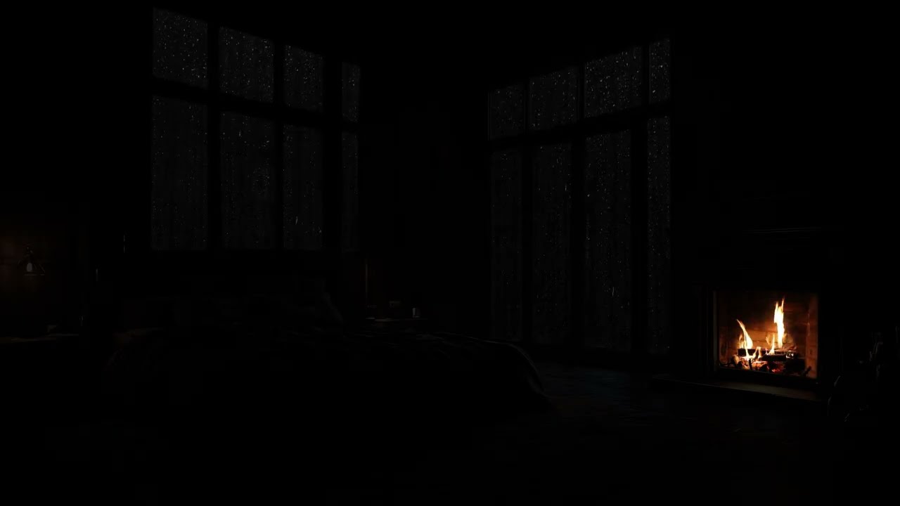 Heavy Rain on Window & Cozy Fireplace 🌧️ Fall Asleep Fast | Deep Sleep for Insomnia