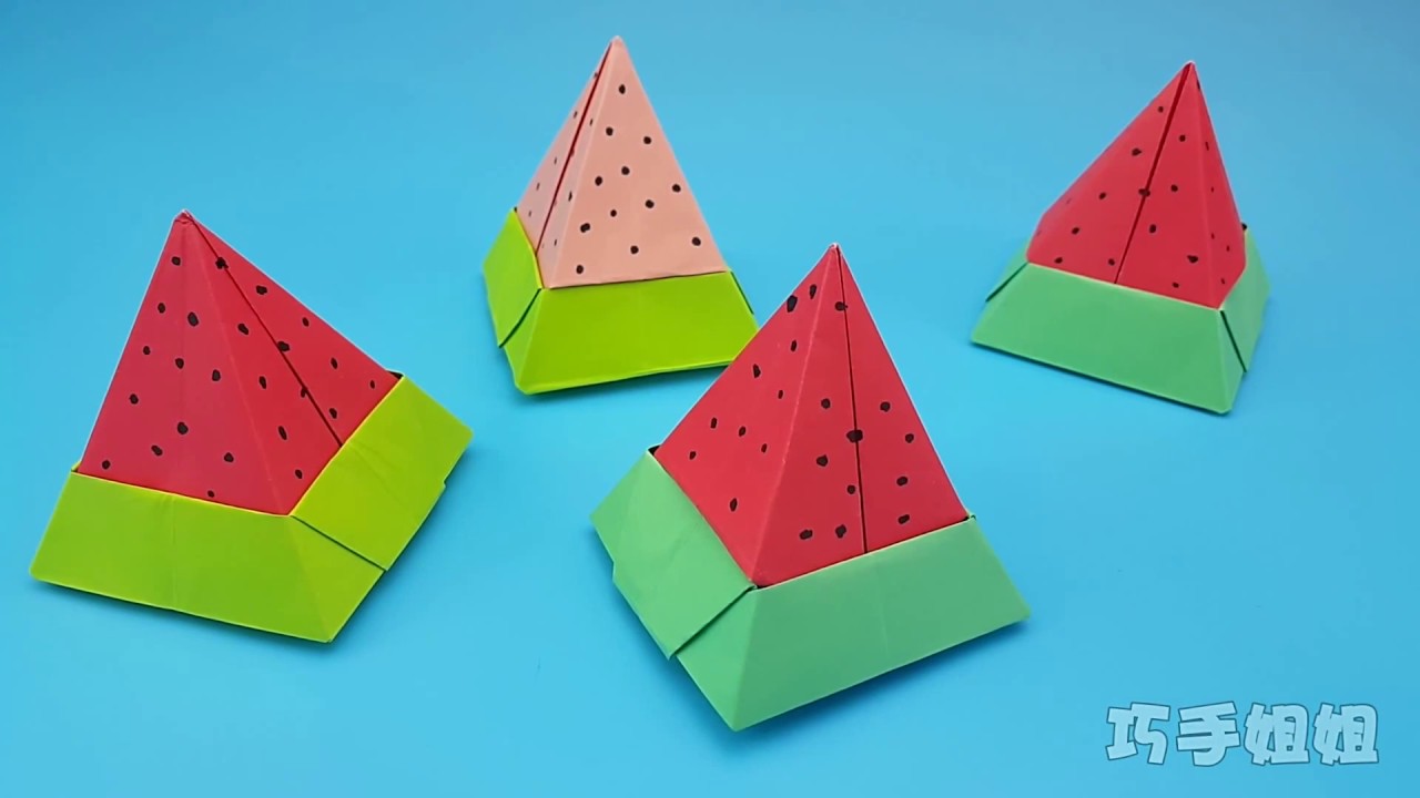 How to Make a Paper Watermelon–Origami Watermelon for Kids–Easy Origami Fruit Tutorial–DIY
