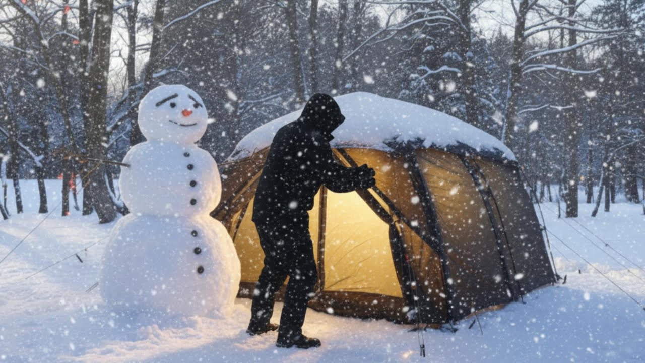 Solo Survival for 2 Days After a Major Snowstorm Using a Mega Heated Tent