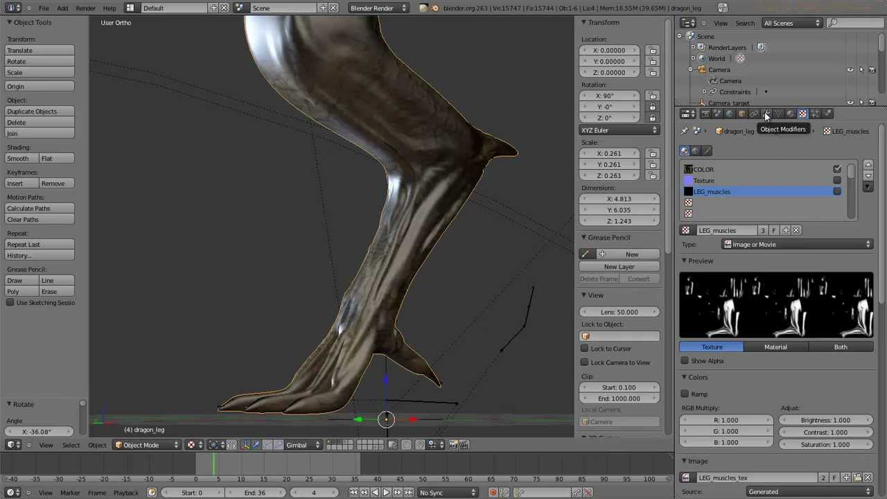 Blender 2.63 tips. How to create sinews and muscules with leg angle dependecy (RUS)