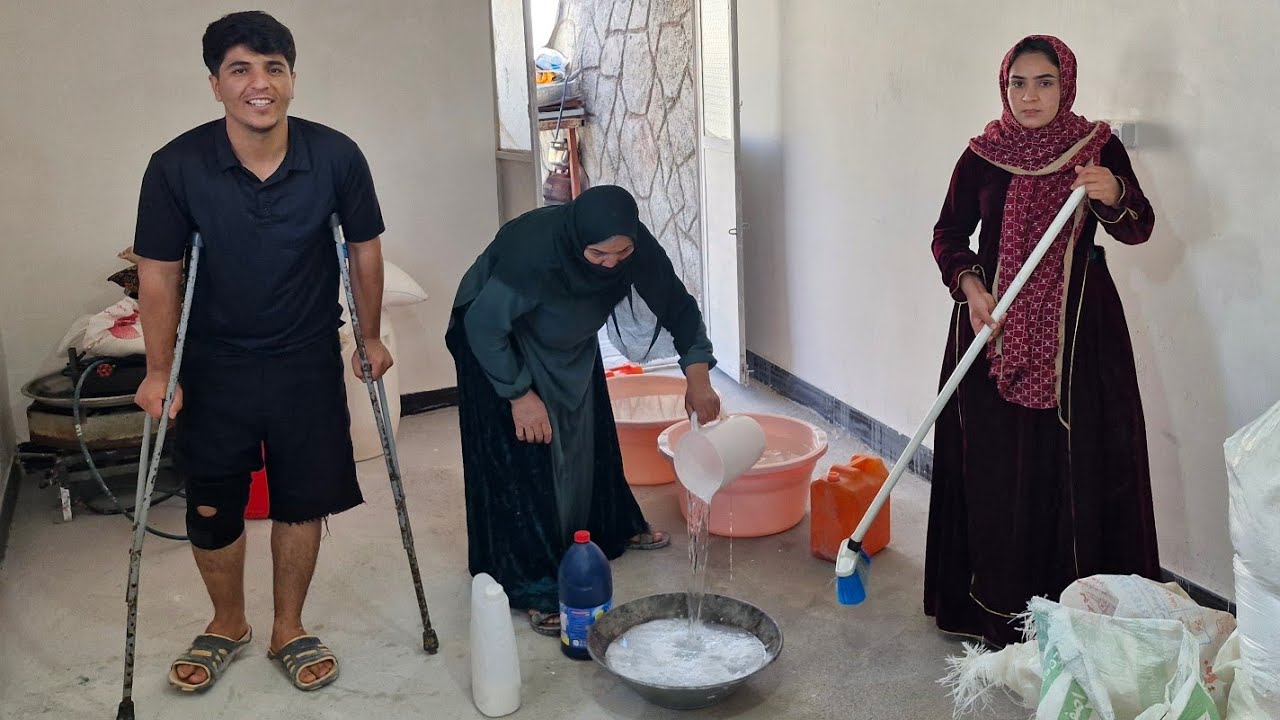 Happy Day of Hussein and Fereshteh: Preparing and Cleaning the House for Carpet Laying❤️