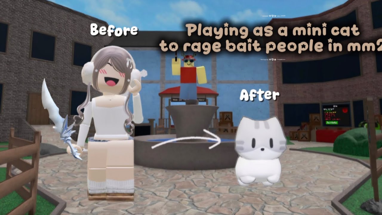 Playing as a mini cat to rage bait people in mm2! #roblox#mm2#mini