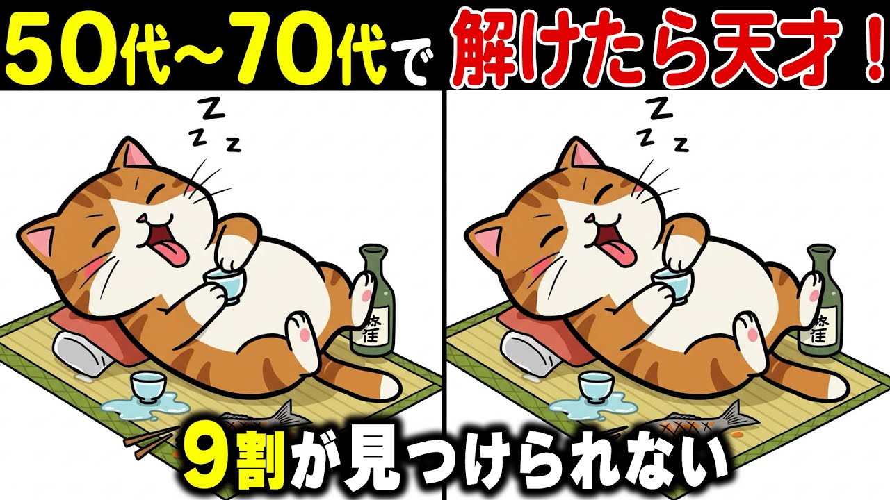 【脳が若返る！】60代70代がハマる間違い探しクイズ｜記憶力・集中力アップに効果的な脳トレ【認知症予防】
