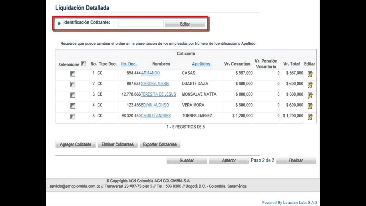 Planillas Cesantías SOI para pago