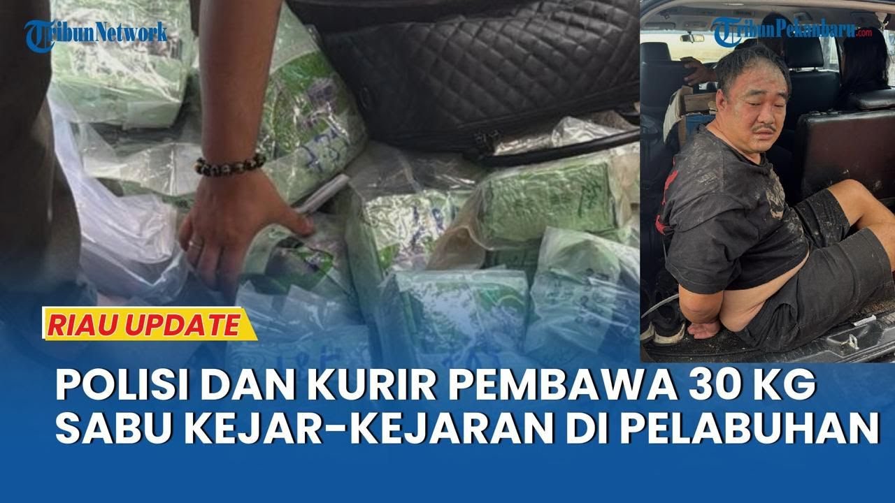 2 KURIR 30 Kg Sabu Asal Sumsel Ditangkap di Pelabuhan Dumai, Mobil Pelaku Nyangkut di Pembatas Jalan