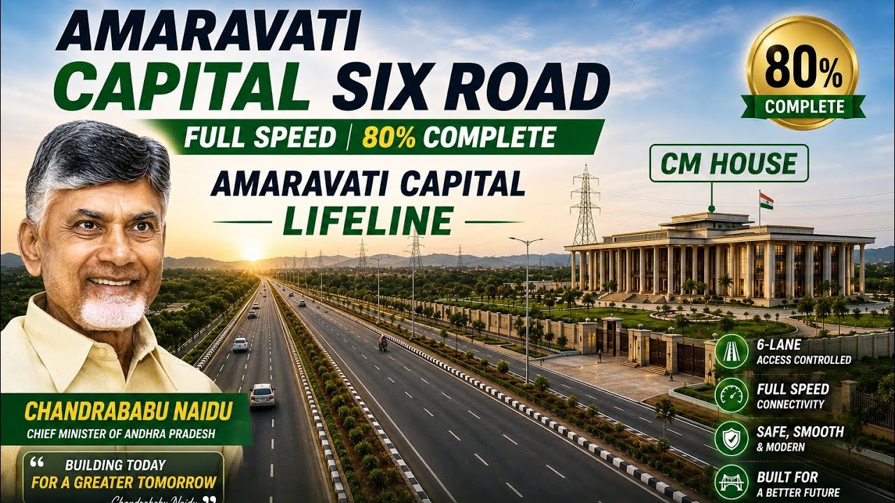 Amaravati Capital 6 Lane Road 80% Complete | CM House Connectivity Full Speed Work