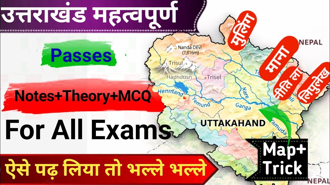 उत्तराखंड महत्वपूर्ण दर्रे | Uttarakhand Passes Notes and Map Full Explanation | 