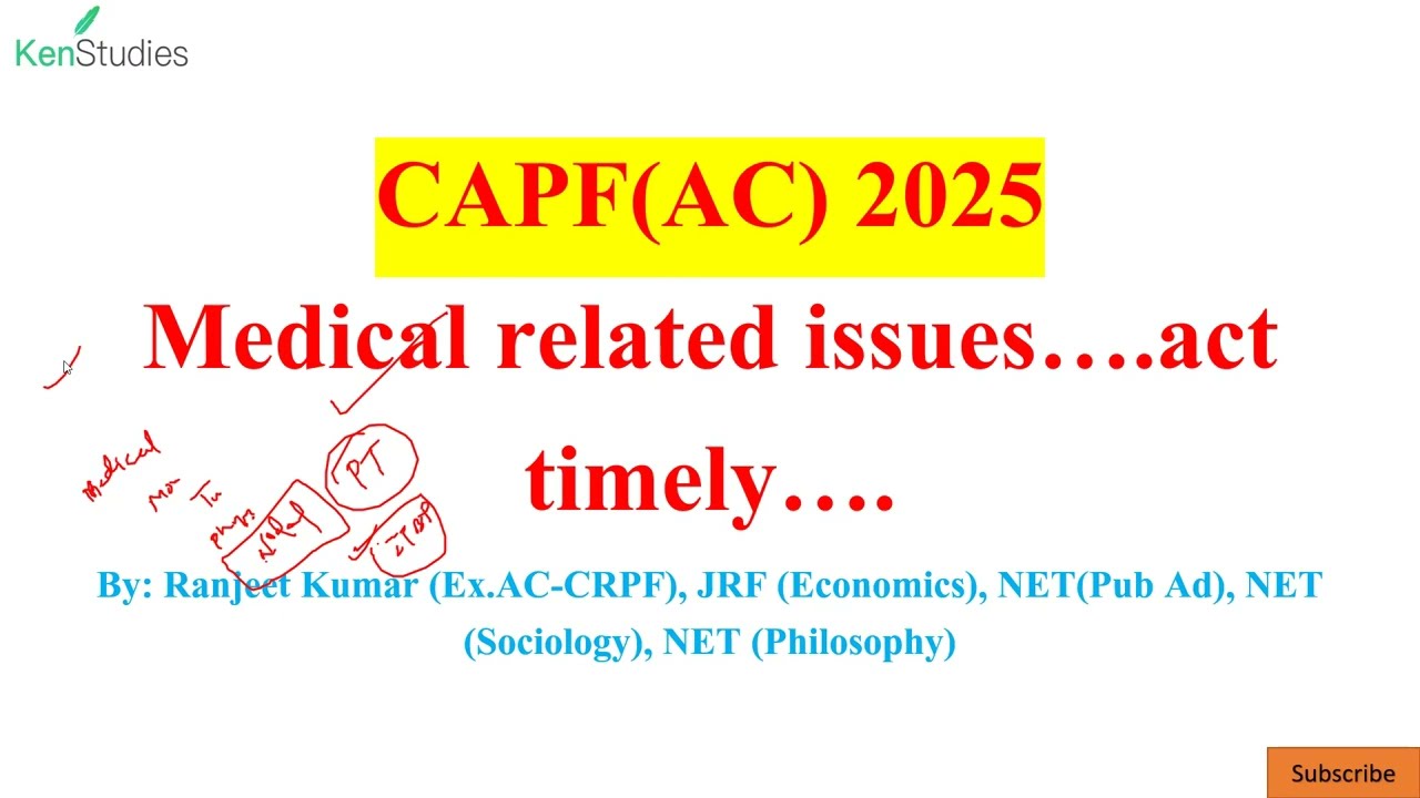 CAPF(AC) 2025 Medical related issues….act timely….