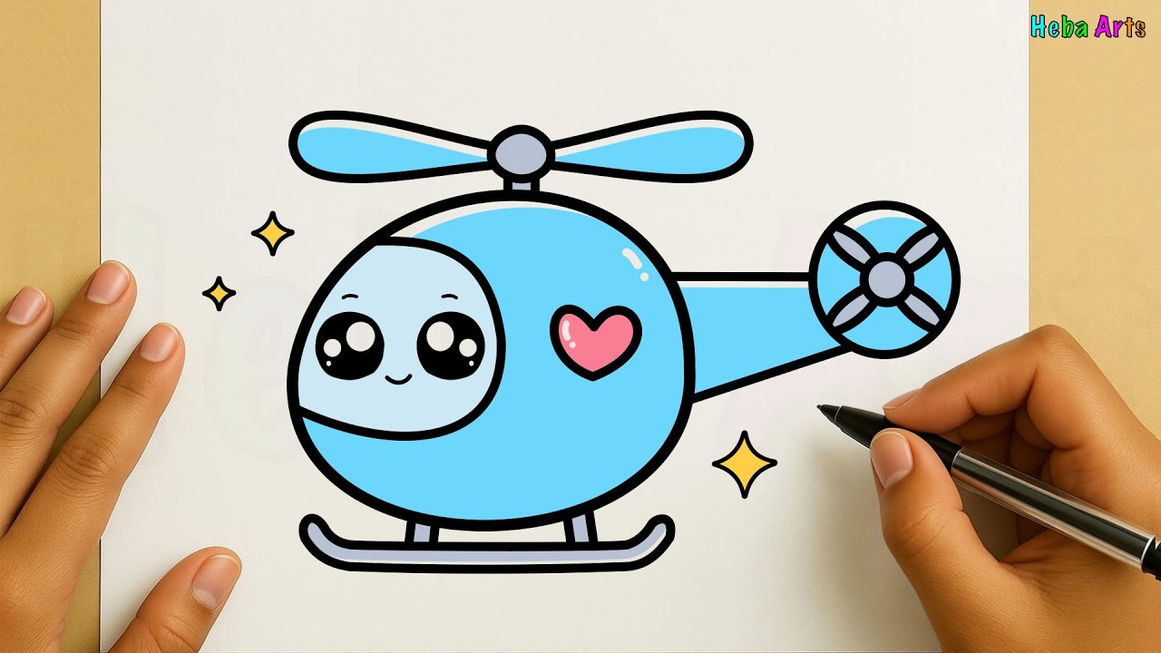 How To Draw a Cute helicopter Step by Step / Easy drawing / Easy Kawaii Drawing for Kids
