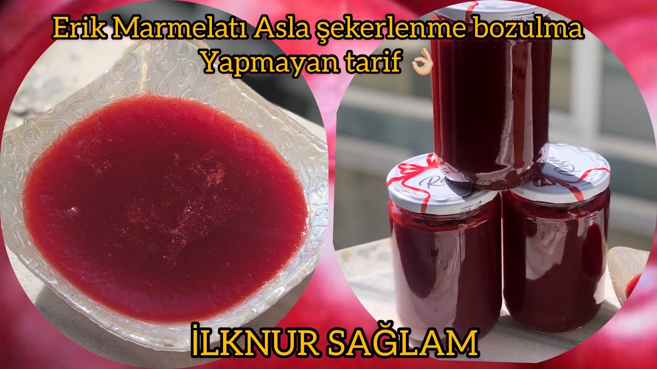 Erik Marmelatı Yapımı/Asla Şekerlenme Yapmaz Bozulmaz Uzun Yıllar Dayanır💯Kırmızı Erik Marmelatı❤️