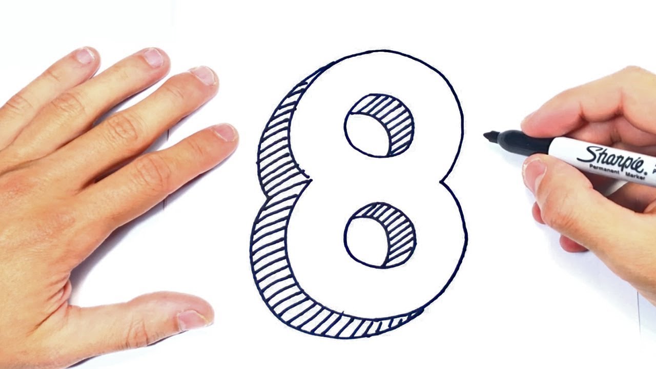 Cómo dibujar el  Numero 8 Paso a Paso | Dibujo de Numero Ocho