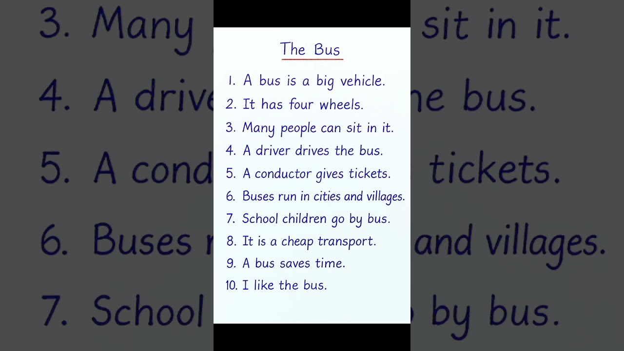 10 Lines Essay on The Bus | Short Essay for Kids #shorts