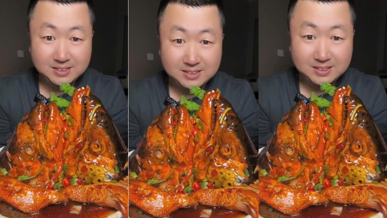 Mukbang Yang Zai Food | Eat Braised Fish Head, Eating a Big Piece Fish Head Is More Than Addictive