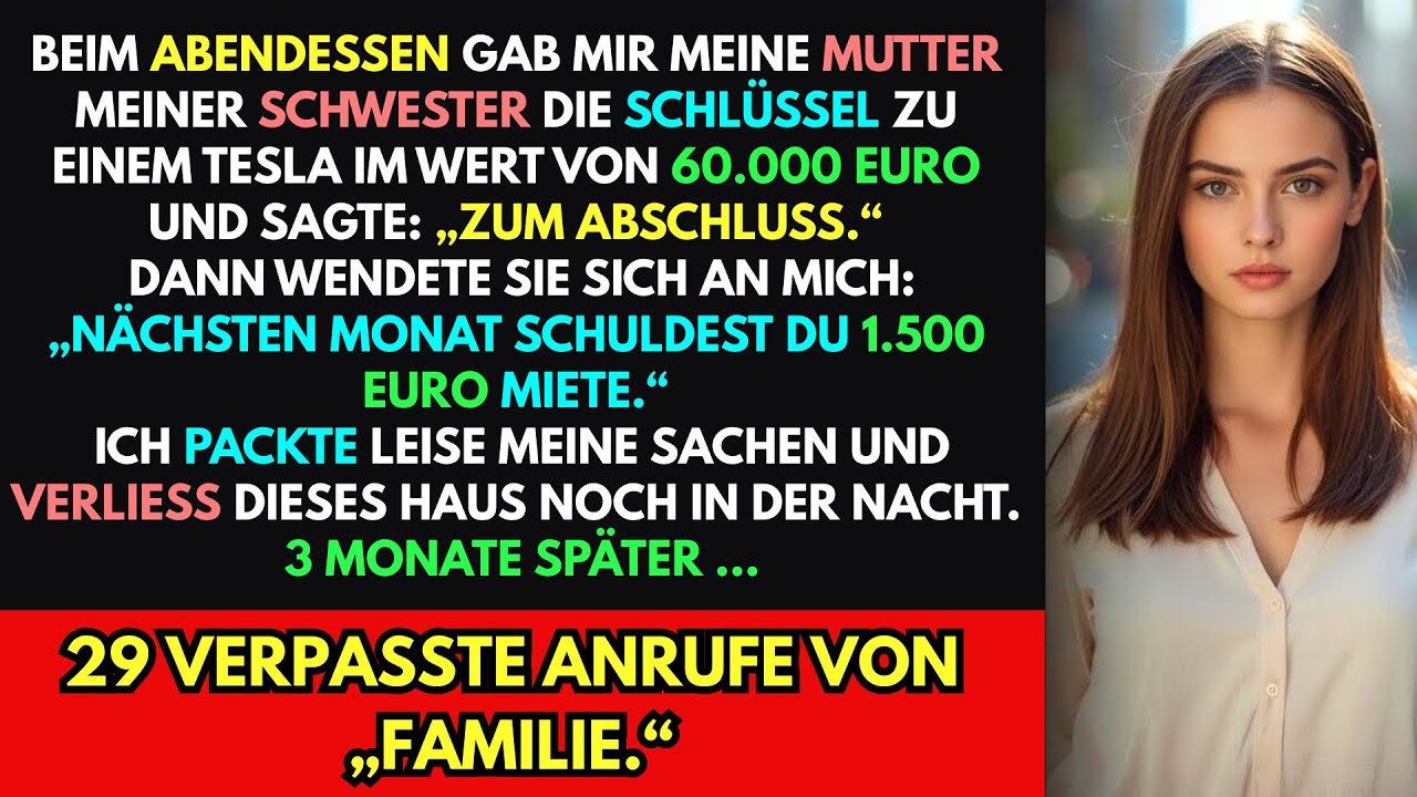 Meine Schwester bekam ein Auto zum Abschluss.Ich bekam die Miete. Ich ging–jetzt flehen sie mich an…