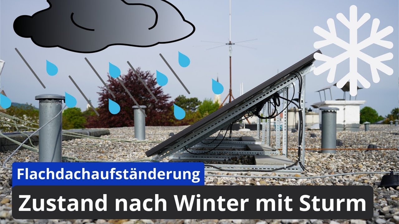 Zustand Flachdachaufständerung nach Winter mit 112km/h Sturm | Ballastierung | Solar | PV