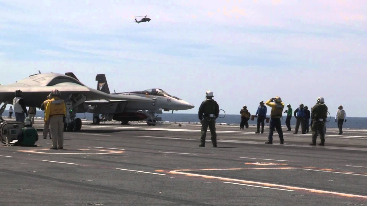 First Ever Unmanned Combat Air System Demonstrator (UCAS-D) Touch and Go aboard CVN 77