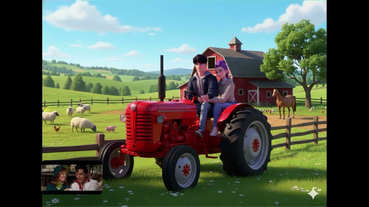 Jinu and Rumi on Rumi’s farm, Jinu sings “Old McDonald”