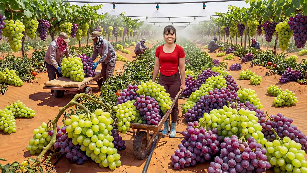 TIMELAPSE -- My Dream Small Garden 2026 – Highland Giant Purple Grapes Harvest Goes To Market Sell