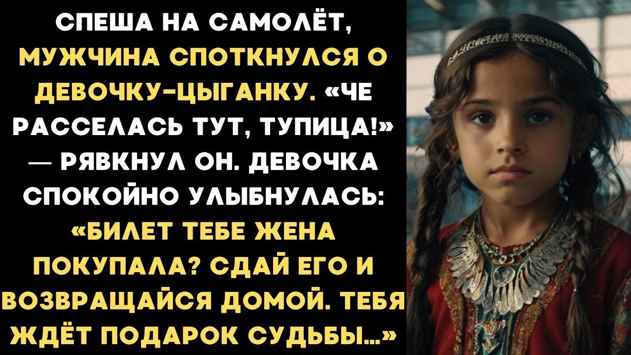 Спеша на самолёт, мужчина споткнулся о девочку-цыганку. 