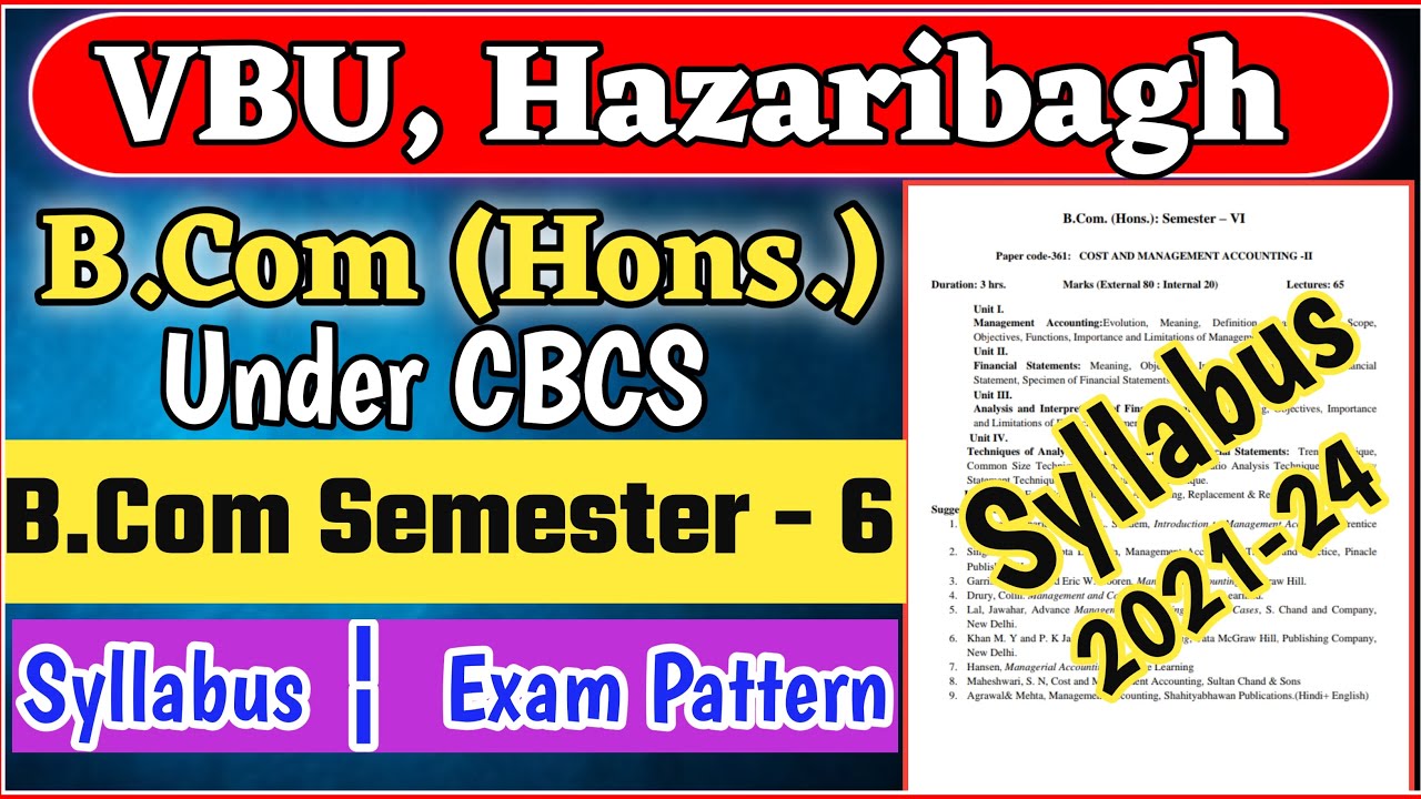 Vbu Hazaribagh B.Com Semester 6 Syllabus 2021-24 || B.Com Semester 6 Syllabus 2021-24 Under CBCS