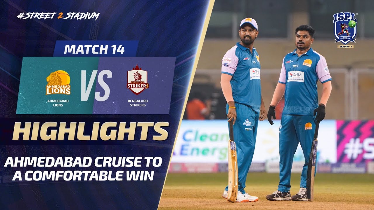 ISPL Season 3 - Match 14: Ahmedabad Lions secure a comfortable win against Bengaluru Strikers.