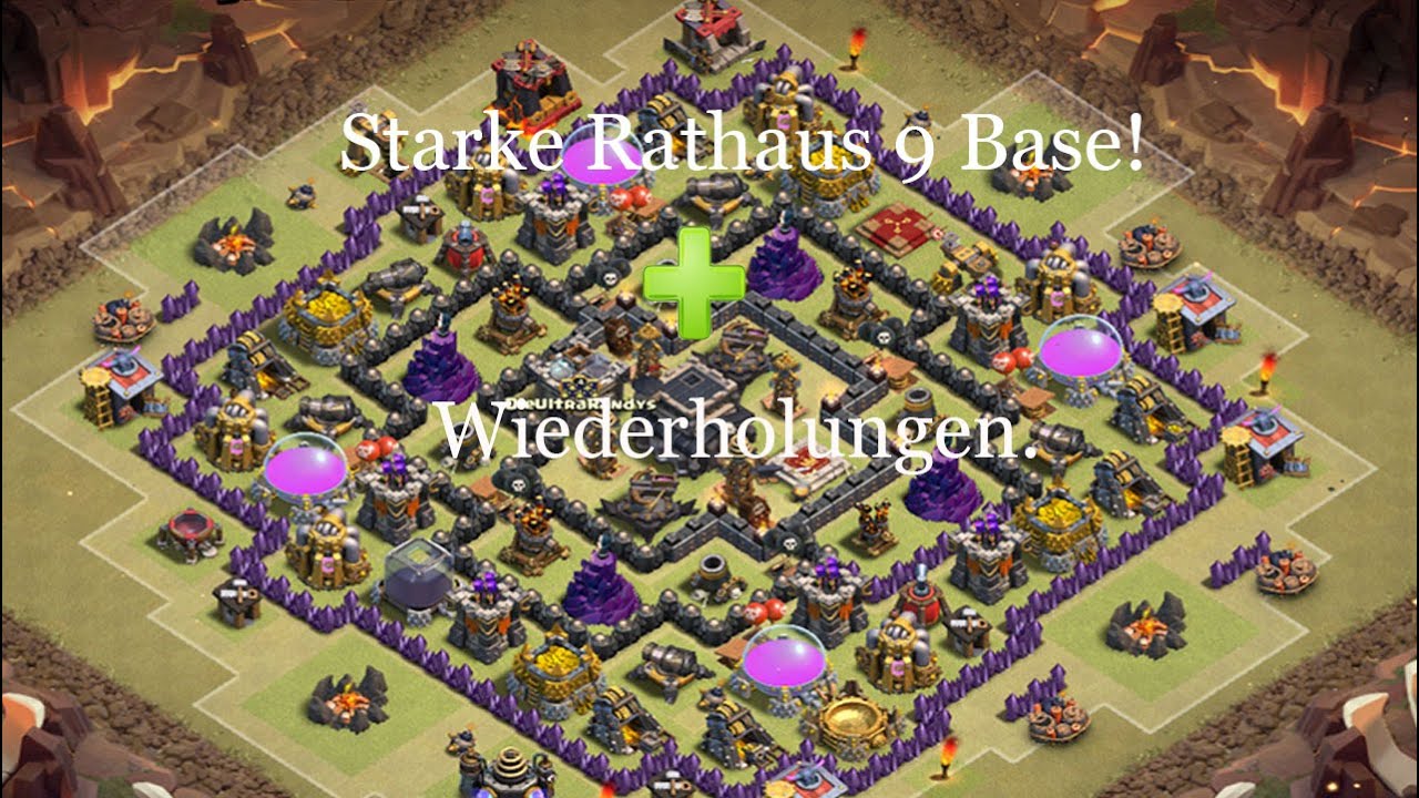 Clash of Clans starke Rathaus 9 ClanKrieg base Aufbau & Wiederholungen