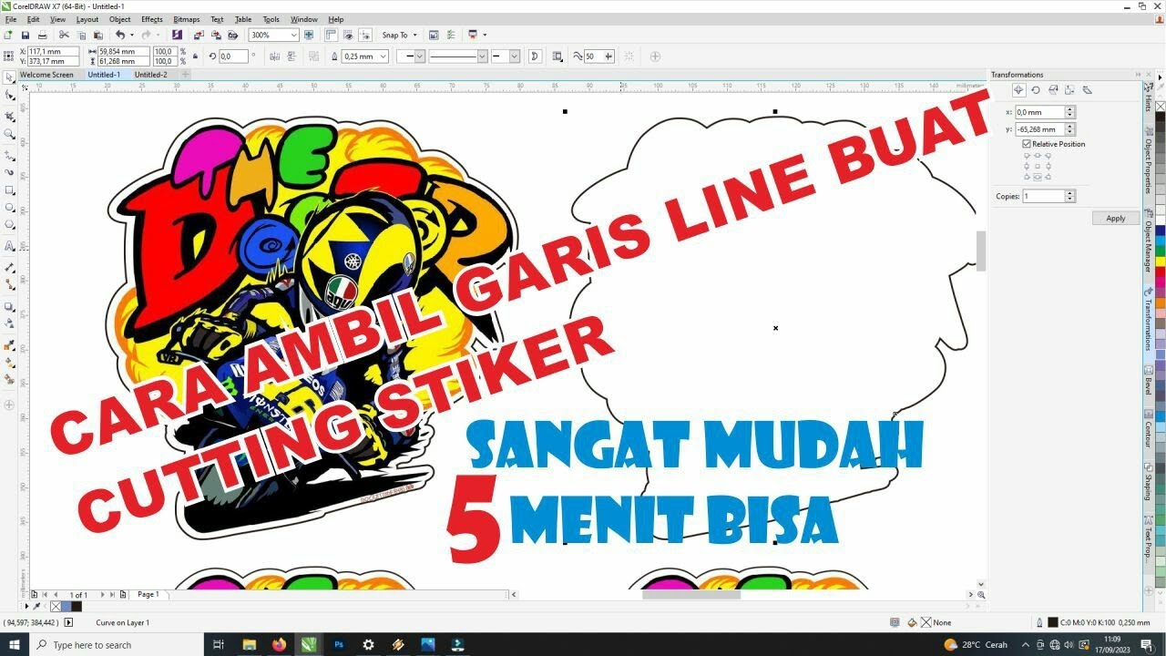 CARA AMBIL GARIS OUTLINE GAMBAR BUAT CUTTING STICKER TERCEPAT 5 MENIT BISA