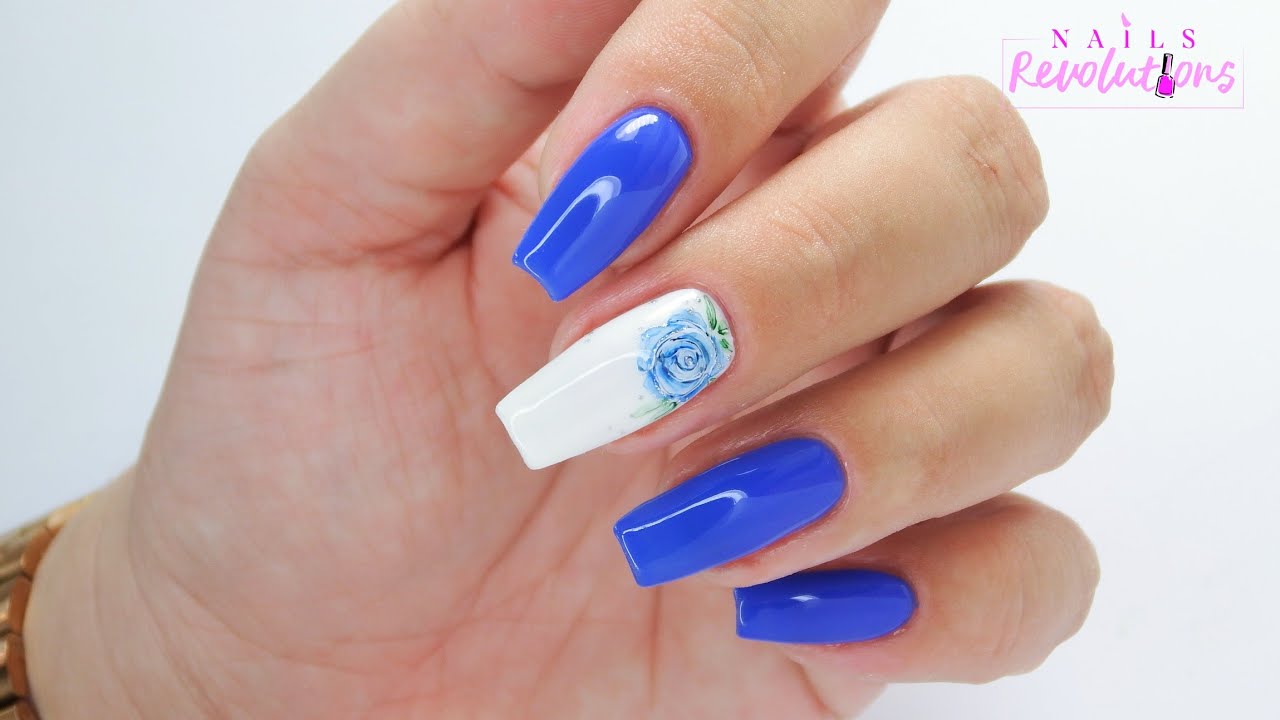 Blue Rose nails art tutorial / Gabrielle Charbonne