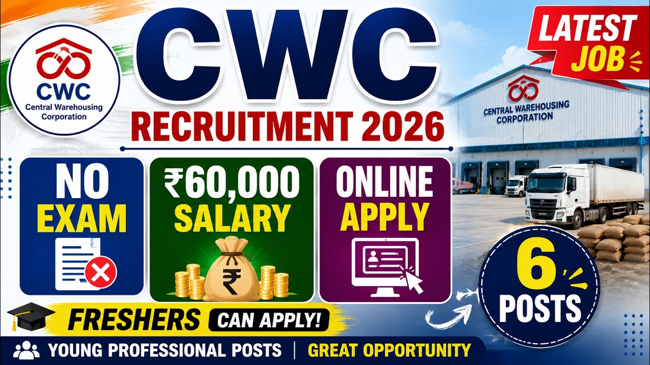 🔥 CWC Recruitment 2026 | No Exam 😲 Salary ₹60,000 | Freshers Eligible | Online Apply | Govt Jobs