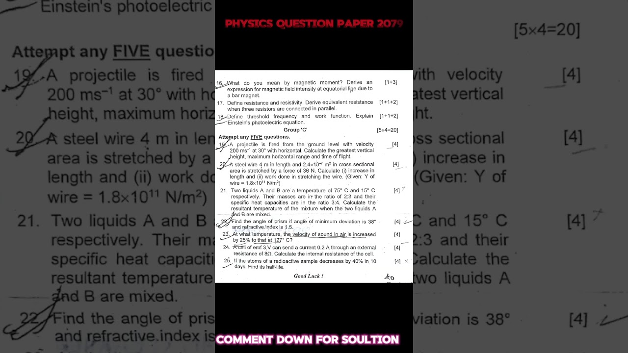 PHYSICS MODEL QUESTION PAPER OF CTEVT EXAM 2079|#shortsfeed #viralvideo #trending #viral