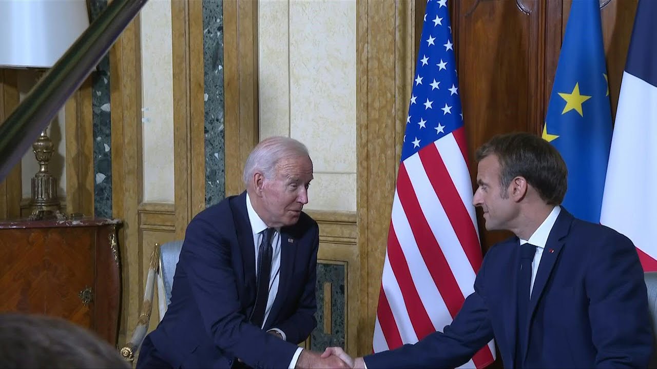 US President Joe Biden meets France's Emmanuel Macron in Italy | AFP