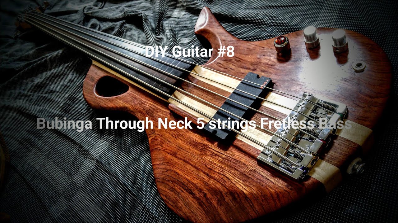 ベース自作　Bubinga Through Neck 5 Strings Fretless Bass Build　EMG 40TWX　BQC Control　〜念願の５弦スルーネック〜