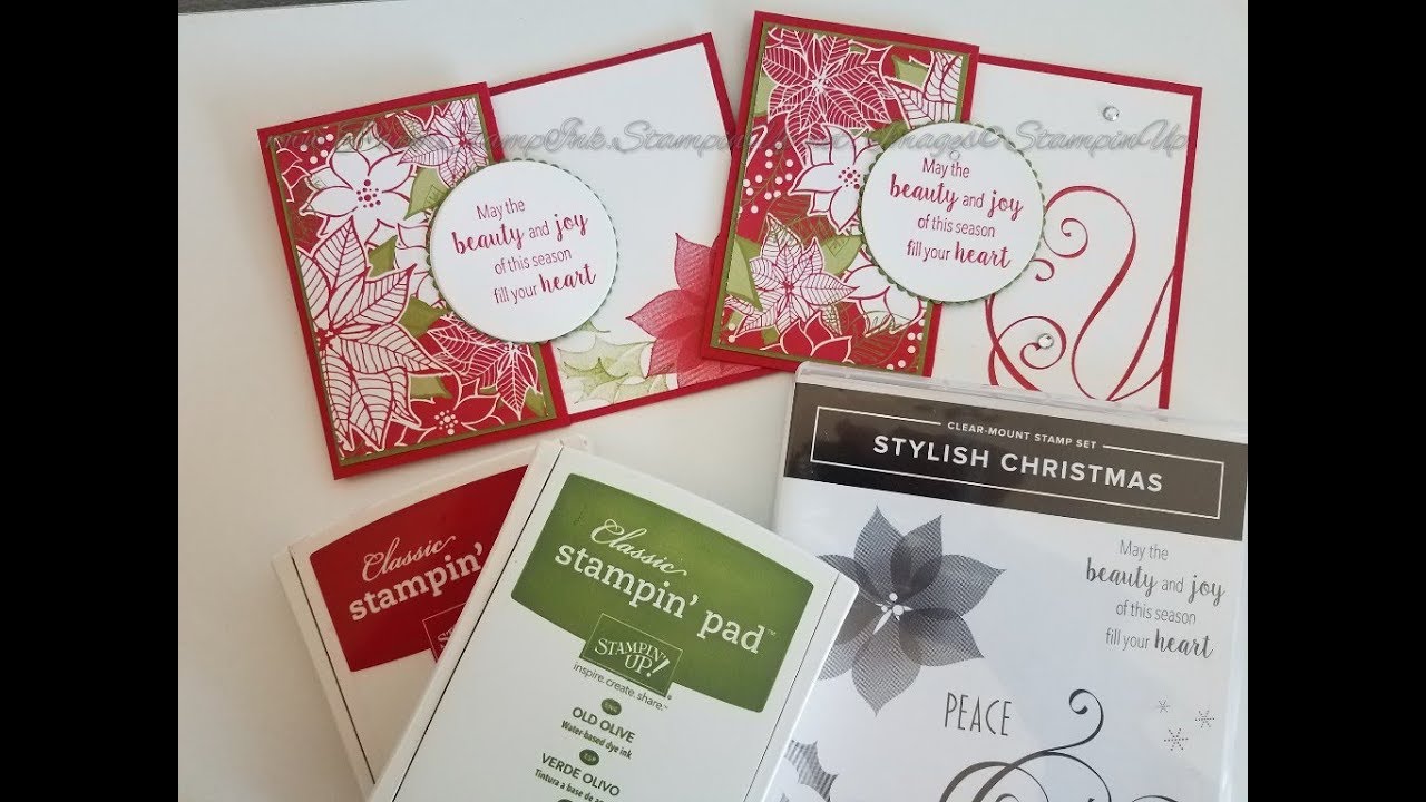 Fun Fold Card Quick Christmas Card using Stampin' Up! Stylish Christmas and Under the Mistletoe DSP