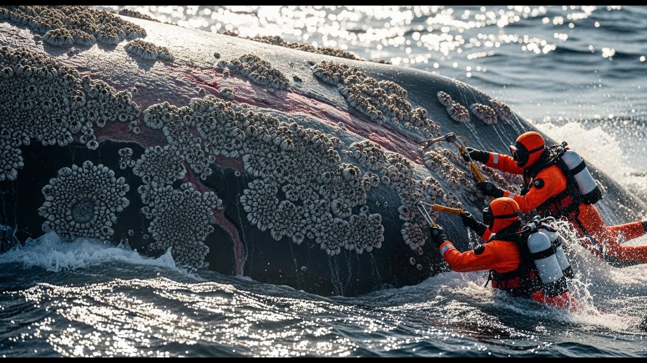 Whale Completely Covered in Barnacles — One Sailor’s Heroic Solo Rescue!