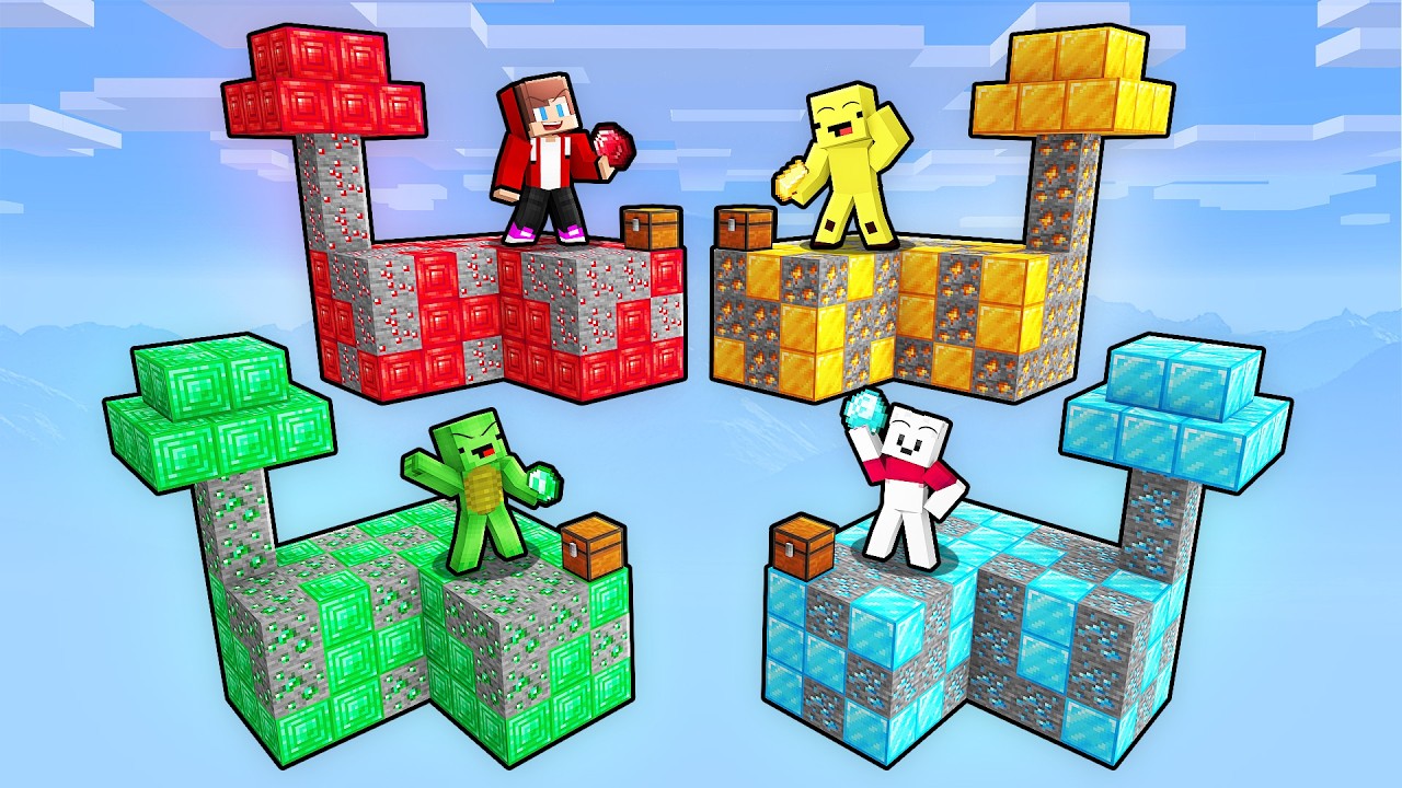JJ and Mikey Survive On TREASURE SKYBLOCKS in Minecraft!