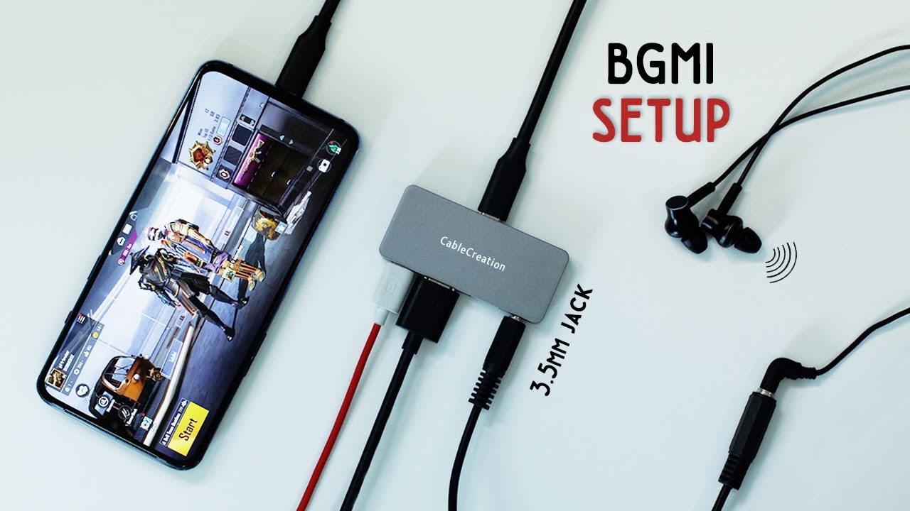 BGMI streaming setup using cablecreation USB type-c multiport with 3.5mm jack