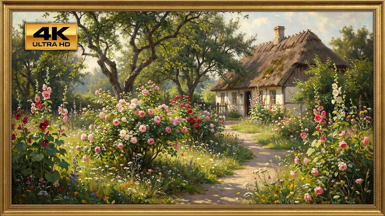 Vintage Cottage Garden | 4K Samsung Frame TV Screensaver | 2 Hours