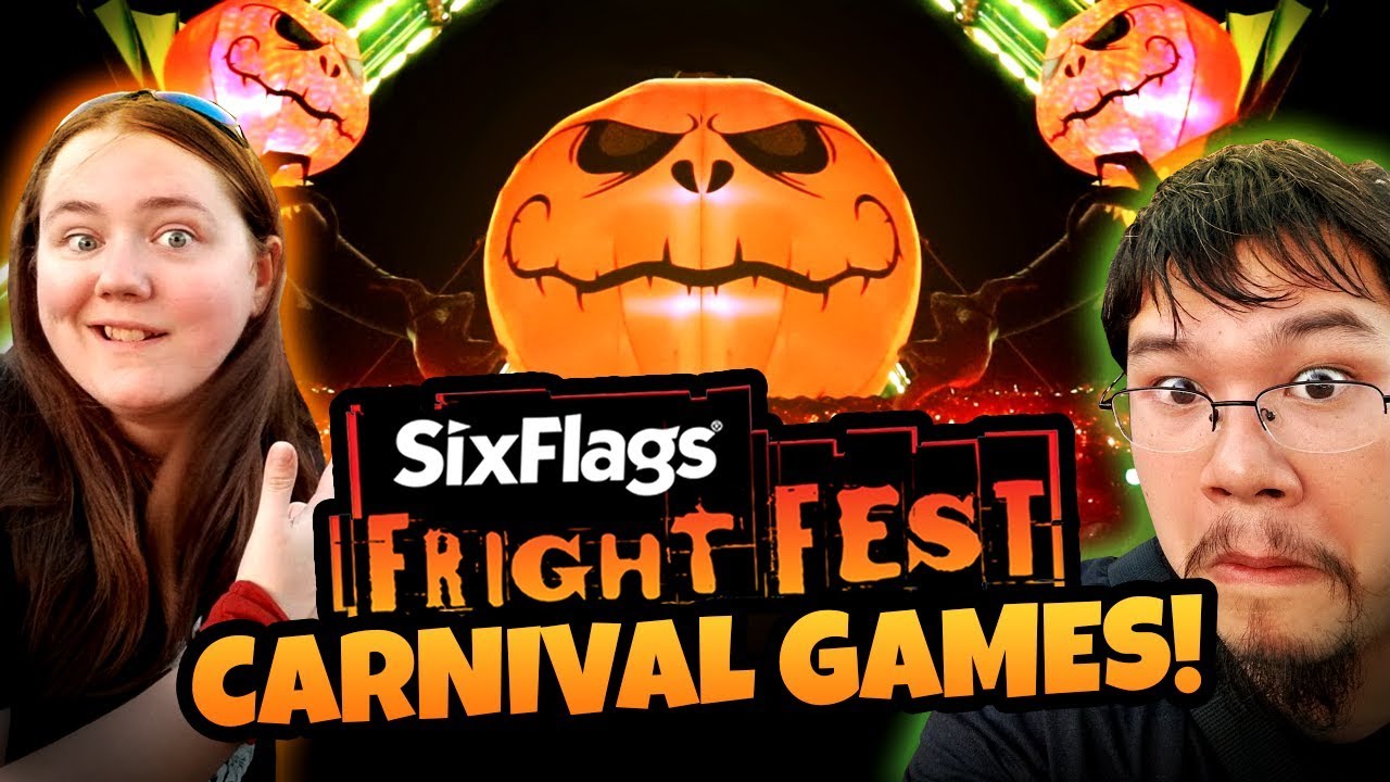 WINNING CARNIVAL GAME JACKPOTS AT SIX FLAGS FRIGHT FEST!! Carnival Games at Six Flags Over Texas!