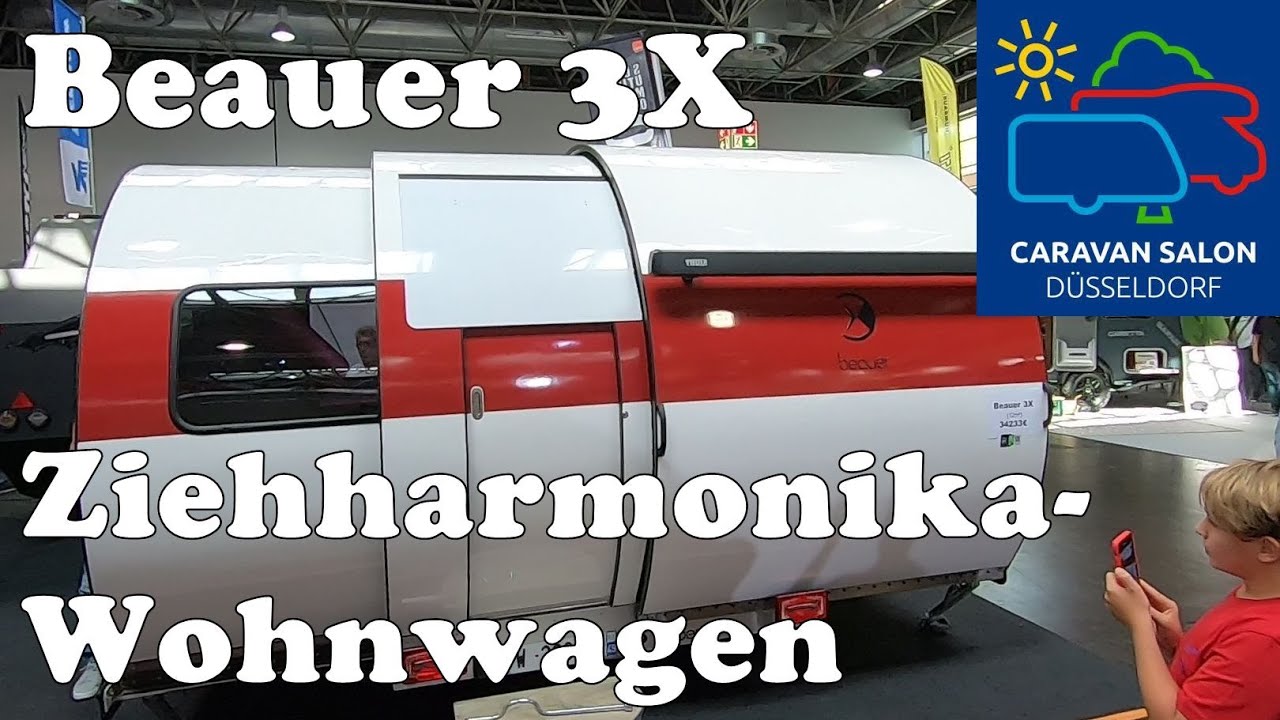 Der klappt sich aus: Beauer 3X innovativer Wohnwagen aus Frankreich - 2023 Caravan Salon Düsseldorf