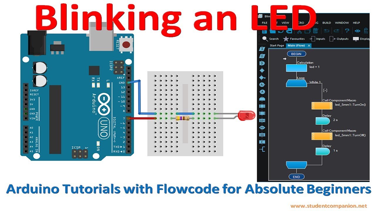 2- Blinking an LED | Arduino with Flowcode Tutorial