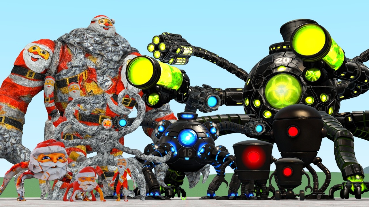 Fight Between All Goo Goo Ga Ga Family vs All Omnidroid Robot in Garry's Mod