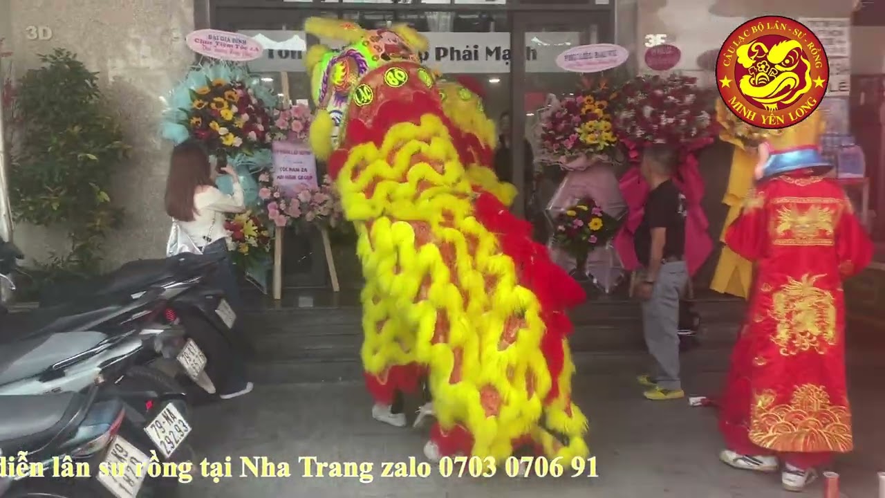 Múa lân Nha Trang II Khai trương shop baber tóc nam 2A II Minh Yên Long Vlogs