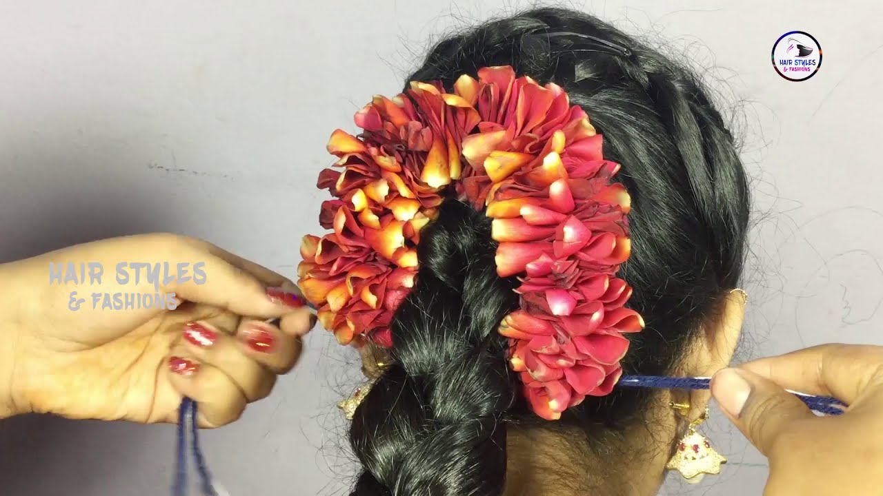 Wedding Hairstyle Step By Step | Poolajada with Flowers | Bridal HairStyles | Hair Styles & Fashions